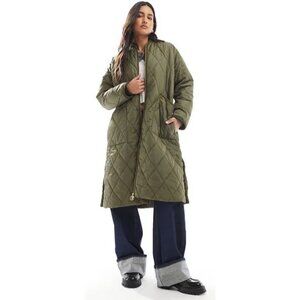 OVERSIZED Barbour $517 Re-Engineered Rhea Quilted Coat Olive Size 8 NEW